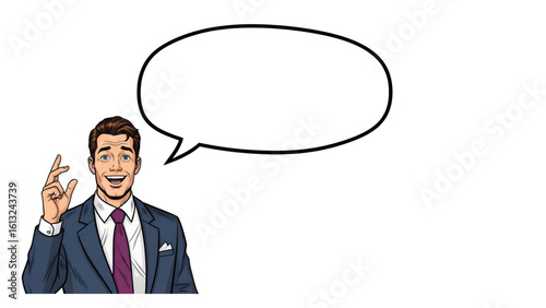 Man with Speech Bubble  Vector Art  Professional Man Speaking 