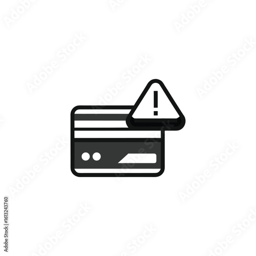 Credit card warning icon isolated on a white background