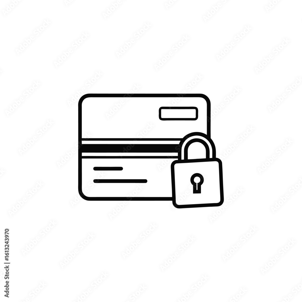 Credit card security and protection icon isolated on a white background Credit card security and protection icon isolated on a white background