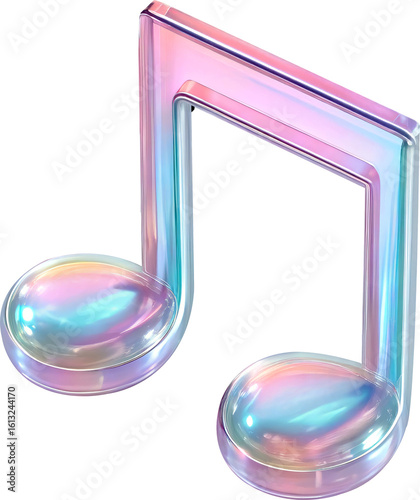 Iridescent Musical Note 3D Render