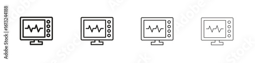 EKG monitor icon outline vector sign, linear style pictogram.