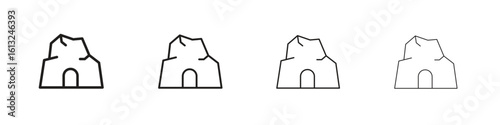 cave icon outline vector sign, linear style pictogram.