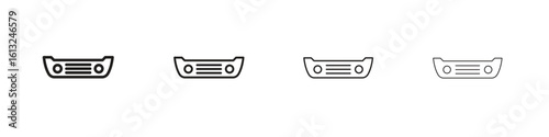 Car bumper icon outline vector sign, linear style pictogram.