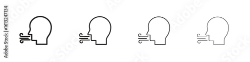 Breath icon outline vector sign, linear style pictogram.