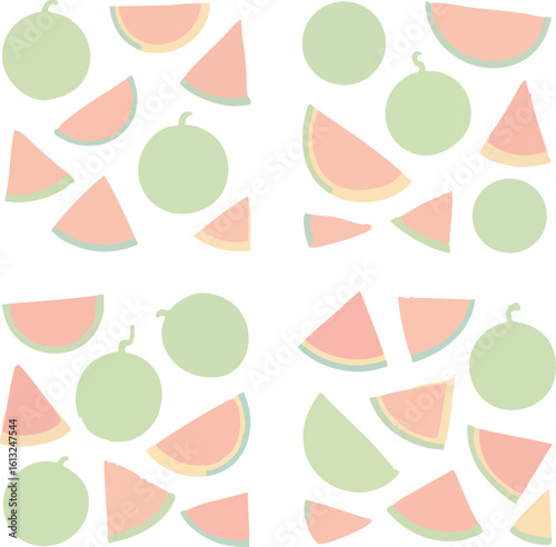 Cute Watermelon and Cantaloupe Pattern.
