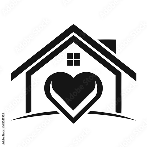 Home sweet home loving heart symbol