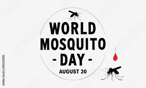 World Mosquito Day Vector with Mosquito Outline for T-shirt design, Poster, banner, Flyer, Mug, promotional item
