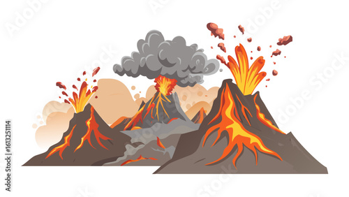 Dramatic Volcanic Eruption Vector Art SVG