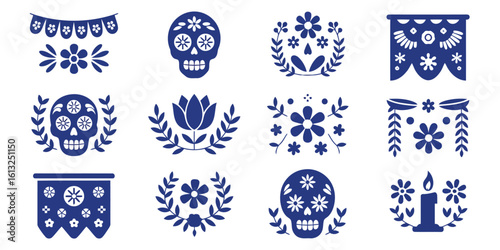 Day of the Dead Decorations: A curated collection of vibrant Day of the Dead-inspired elements, showcasing the rich cultural motifs. These designs.