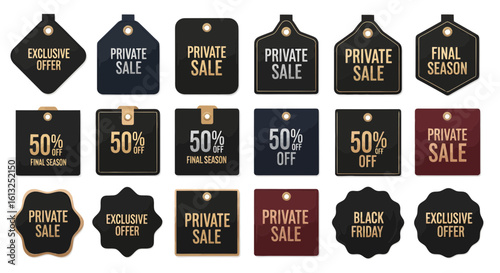 Discover exclusive sale tags and 50% off discounts, perfect for creating stunning retail promotions and driving customer engagement with a modern silhouette