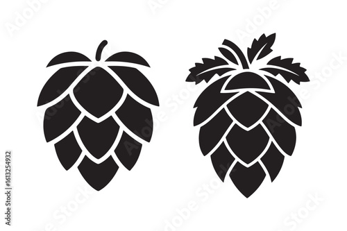 Fresh Hops Cone with Leaves - Brewing Ingredient Icon