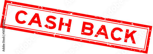 Grunge red cash back word rsquare ubber seal stamp on white background