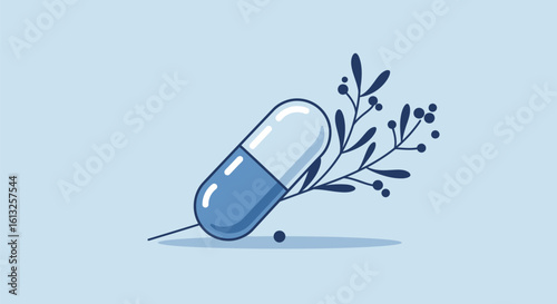 Herbal Medicine Capsules with Blueberries