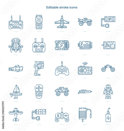 RC Toys stroke icon. RC Toys line icon set. editable stroke icon pack