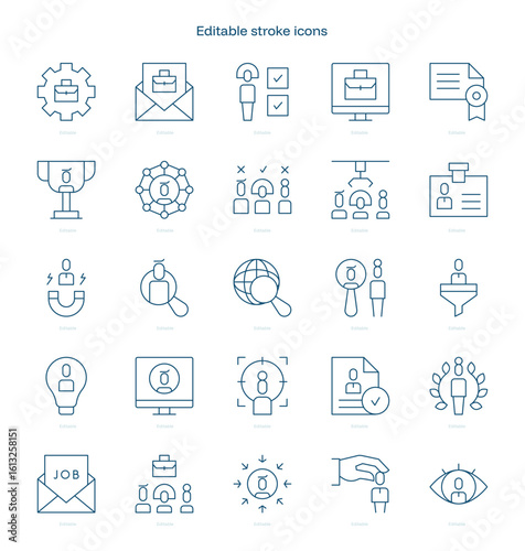 Recruitment stroke icon. Recruitment line icon set. editable stroke icon pack
