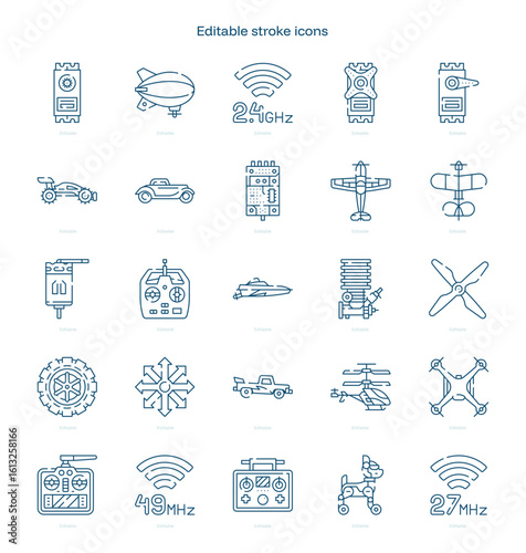 RC Toys stroke icon. RC Toys line icon set. editable stroke icon pack