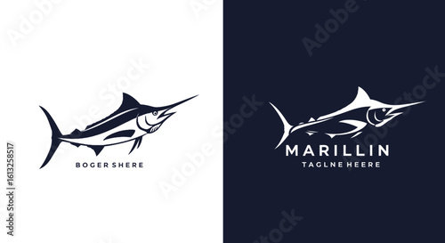 Marlin Fish Logo Design with Tagline