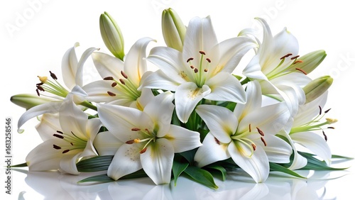 White lilies isolated on white background