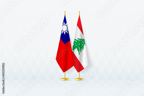 Taiwan and Lebanon Flags Side by Side, Symbol of International Partnership.