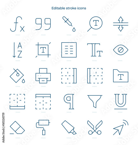 Text Edition stroke icon. Text Edition line icon set. editable stroke icon pack