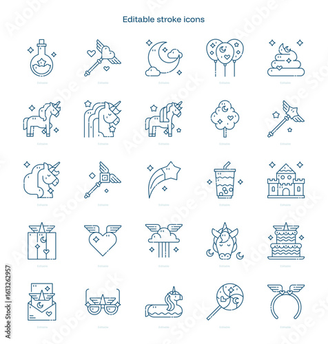 Unicorn stroke icon. Unicorn line icon set. editable stroke icon pack