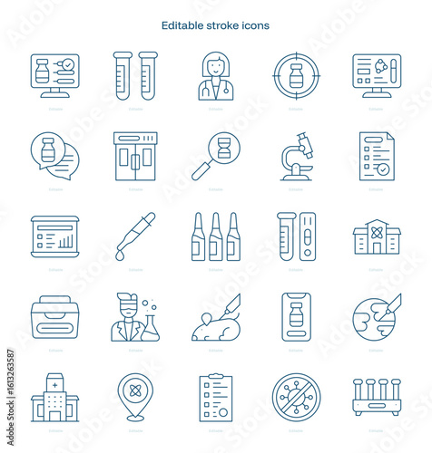 Vaccine Development stroke icon. Vaccine Development line icon set. editable stroke icon pack
