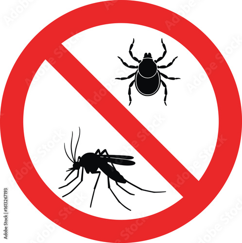 Mosquito and tick prevention illustration, pest control concept, insect repellent protection, avoid vector-borne diseases, healthy lifestyle, outdoor safety, hygiene