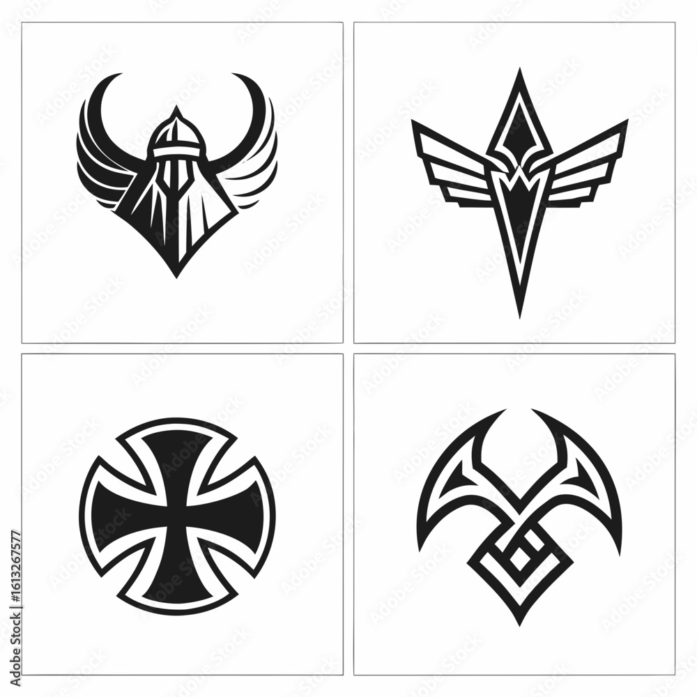 Fototapeta premium black and white icons set