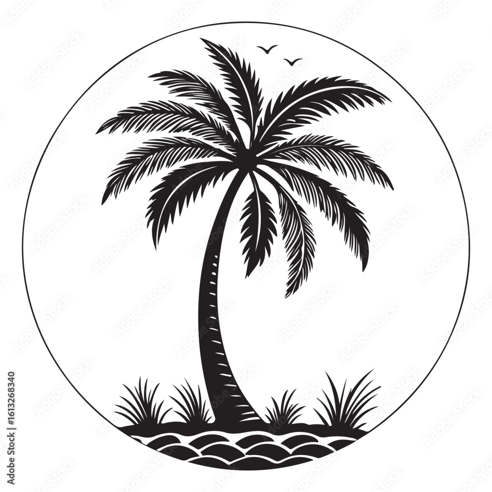 Fototapeta premium Coconut Tree Silhouette Vector – Tropical Palm Tree Illustration