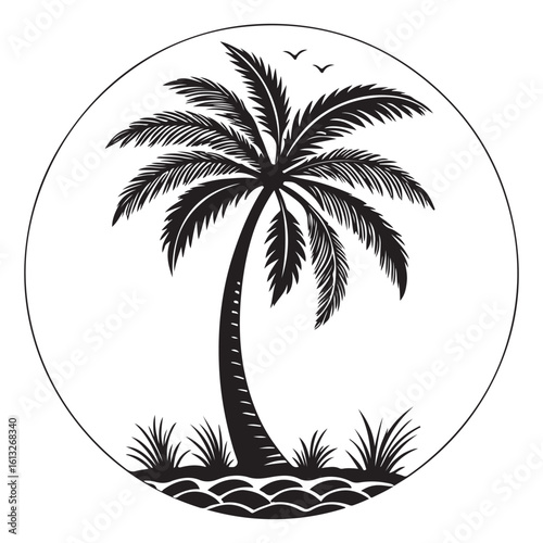 Coconut Tree Silhouette Vector – Tropical Palm Tree Illustration