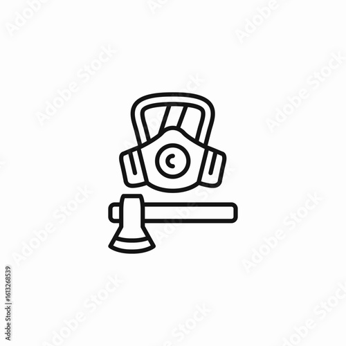 gasmask fire axe icon sign vector