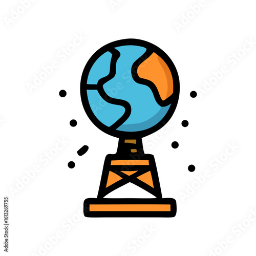 Global network stand illustrating worldwide interconnectedness suitable for technology, communication, global business concepts, and presentations on global connectivity.
