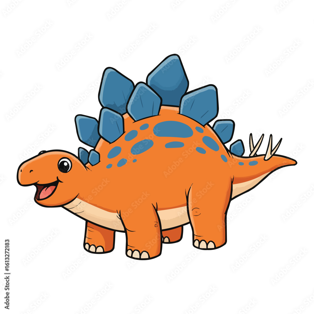 Fototapeta premium Friendly Orange Stegosaurus with Blue Spikes