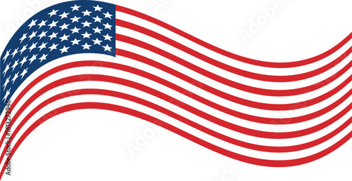 Waving American Flag with Stars and Stripes on White Background USA flag waving flag