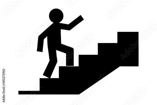 Silhouette of a Person Climbing Up the Stairs