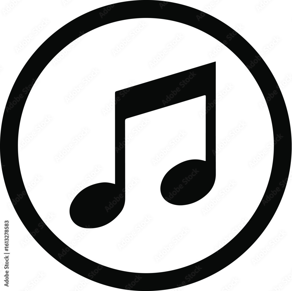 Black Musical Note Icon in Circle - Simple Music Symbol for Audio, Sound, and Entertainment Concepts Black Musical Note Icon in Circle - Simple Music Symbol for Audio, Sound, and Entertainment Concepts