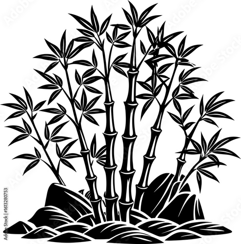 bamboo silhouette isolated on white
