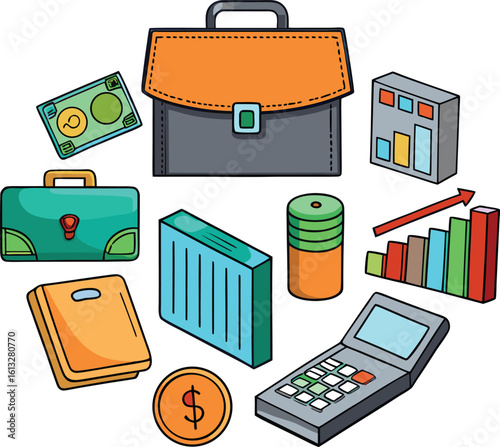 Business finance icons set vector