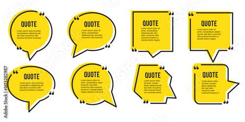 Chat bubble in yellow, quote background, Speech bubble, message box set. Talk baloon icons isolated. Chat speech bubble icons. Yellow chat box icon . Set of Chat Bubble Line Icons.
