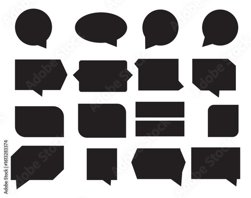 Speech bubbles vector set. Talk bubble icon. Isolated design elements for text, thought, dialogue, conversation. Hand drawn doodle communication frames. Cloud, round and square and rectangular shapes