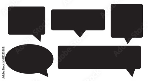 Speech bubbles vector set. Talk bubble icon. Isolated design elements for text, thought, dialogue, conversation. Hand drawn doodle communication frames. Cloud, round and square and rectangular shapes