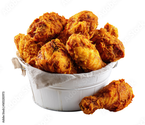 Fried chicken feast kitchen food rustic. Isolated on transparent background, png. isolated on transparent background, png
