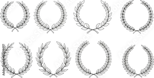 Collection of a Hand Drawn Laurel Wreath
