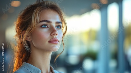 Confident female professional in a modern office, embodying focus and determination. Free Download Confident female professional in a modern office, embodying focus and determination. - GFXLoad