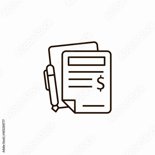 document pen dollar icon sign vector