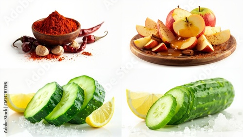 A picture of variety fruits and vegetables background cartoonish emotion scene depth movement motion gesture composition colorful illustration backgrounds layers figure frame style