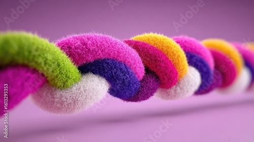 Colorful, textured braid of yarn.