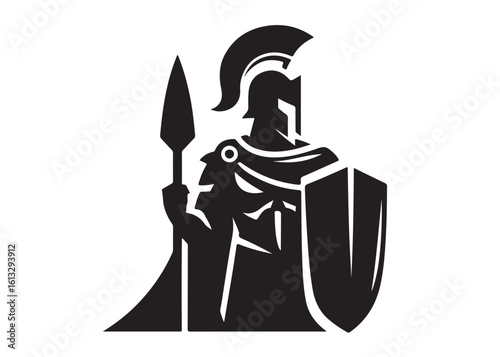 knight spartan logo silhouette vector, spartan warrior logo vector illustration, greek spartan warrior vector silhouette, silhouette of a spartan warrior logo vector silhouette on white background
