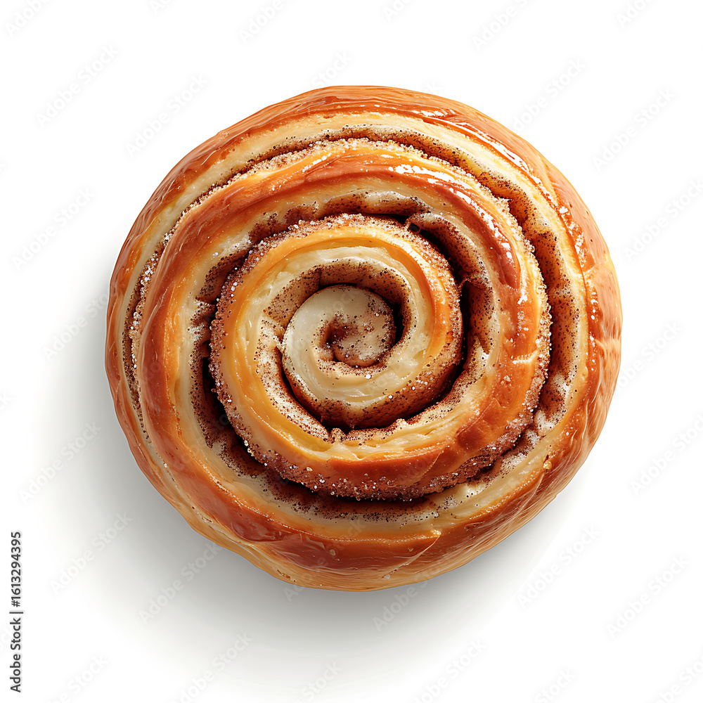 Fototapeta premium Golden Cinnamon Roll with Spiral Swirls