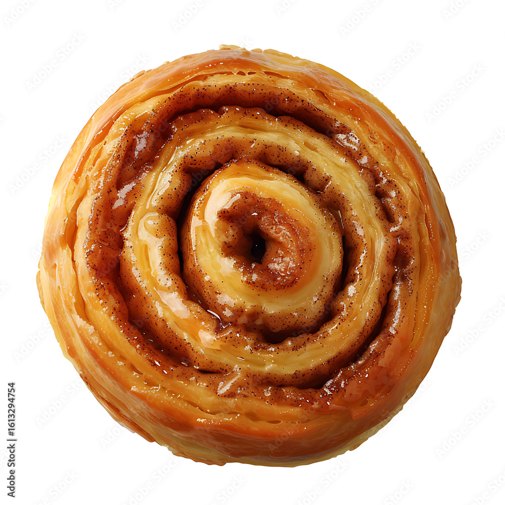 Fototapeta premium Golden Spiral Cinnamon Roll with Glaze